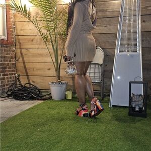 ASOS Beige Dress with Multicolor Heels